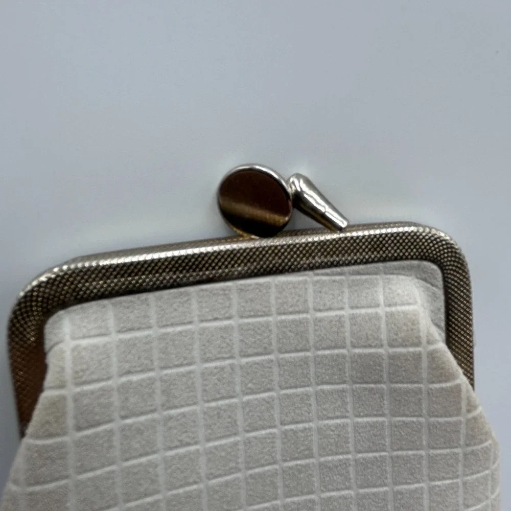Vintage Long Gray Grid Pattern‎ Cigarette Pack Holder with Snap Closure
